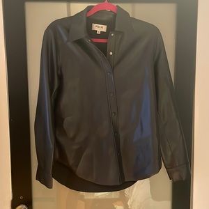 Agolde grey leather button up